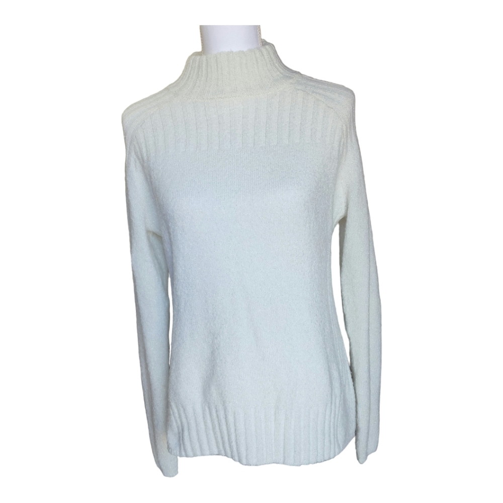 Charming Charlie Women's White Sweater, Sparkle, Gold Flakes, Size M